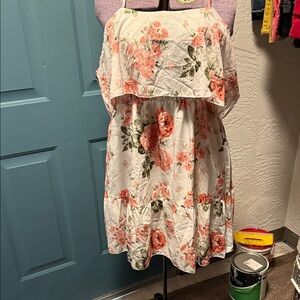 Floral Midi Dress - White and Pink